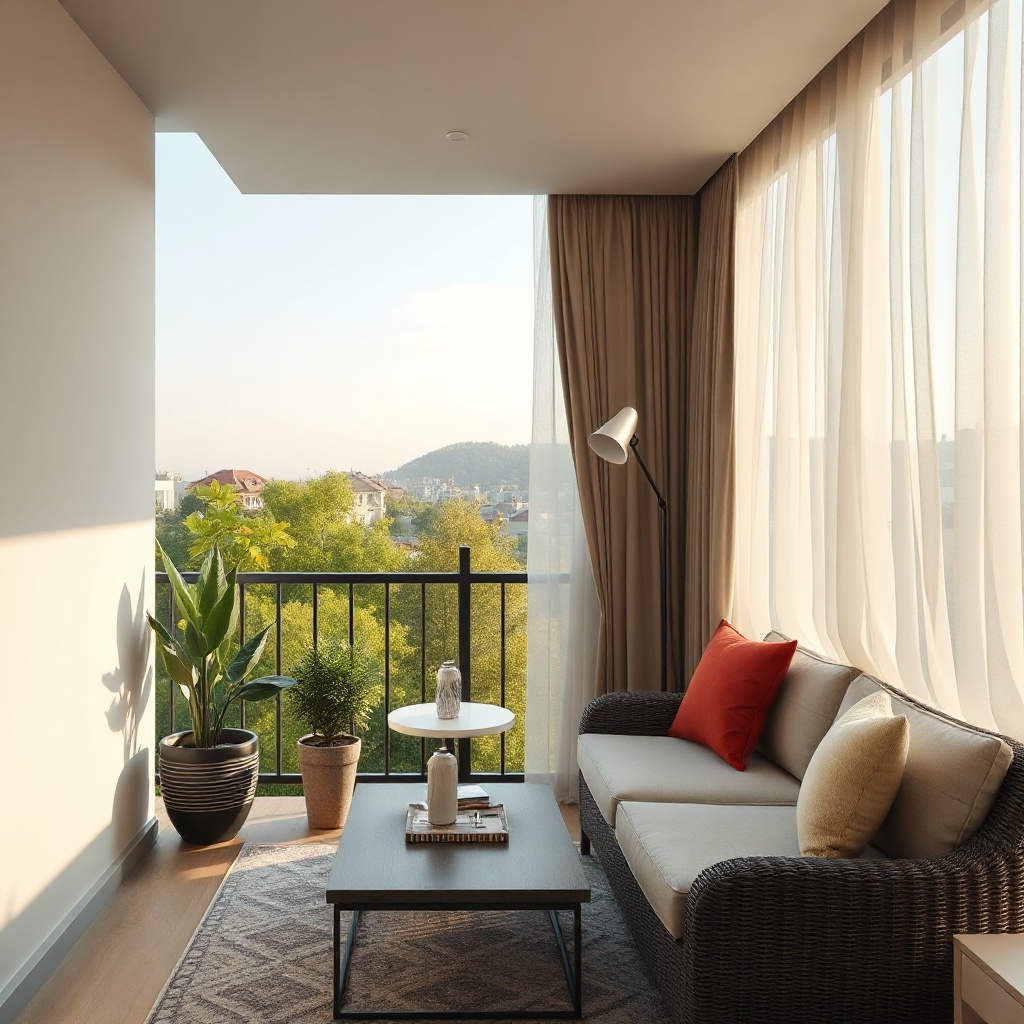 Modern bir apartmanın balkonunda